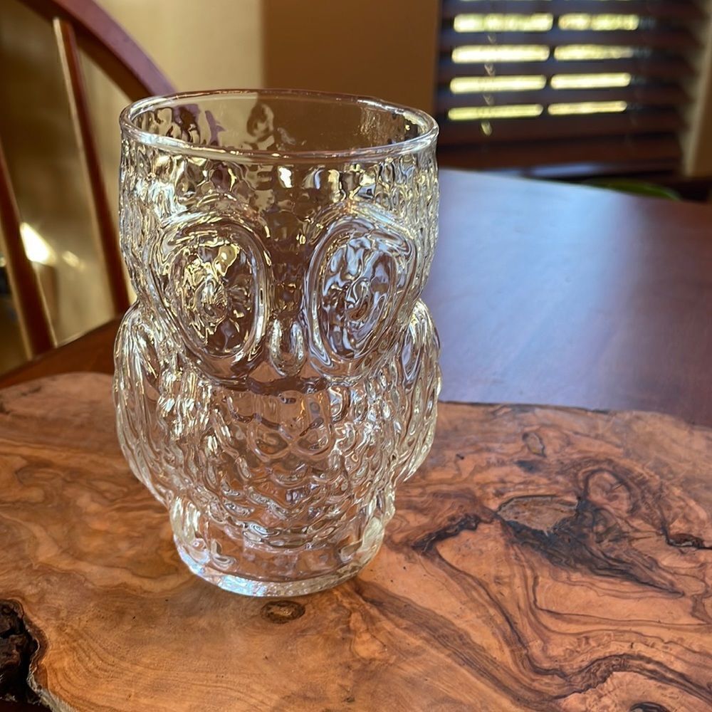 Vintage Libbey Clear Owl Tumbler
